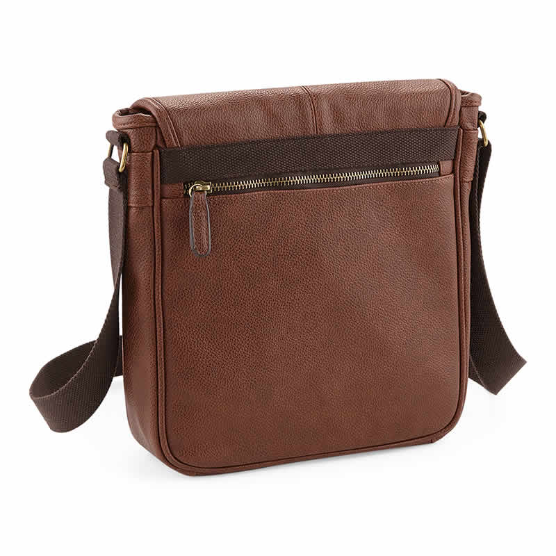 Full grain leather-look NuHide™ PU Messenger Bag - TAN/BROWN - Jehovah ...